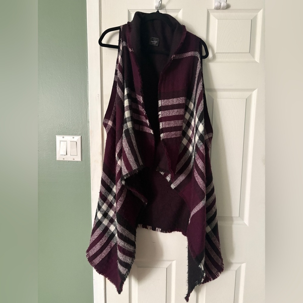 Lord & Taylor Burgundy Plaid Vest